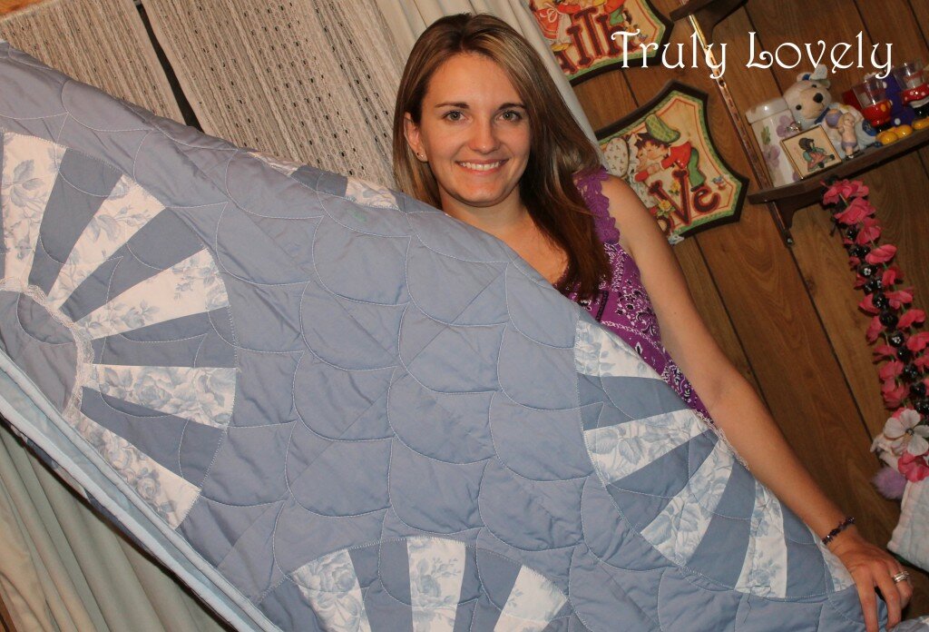 Kassi's Wedding Quilt Blue Fan Wedding Quilt